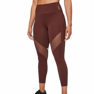 Lululemon X Barry’s stronger as one 25” leggings in maroon sheer mesh panels 4